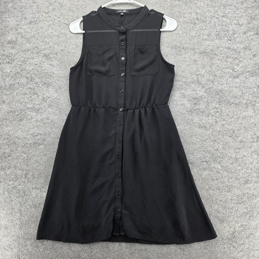 Papermoon Dress Womens XS Sleeveless Button Front Shirt Dress Pockets Polyester